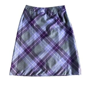 Vintage Pendelton Virgin Wool Shirt Size 12 Purple Plaid Knee Length Slim Lined